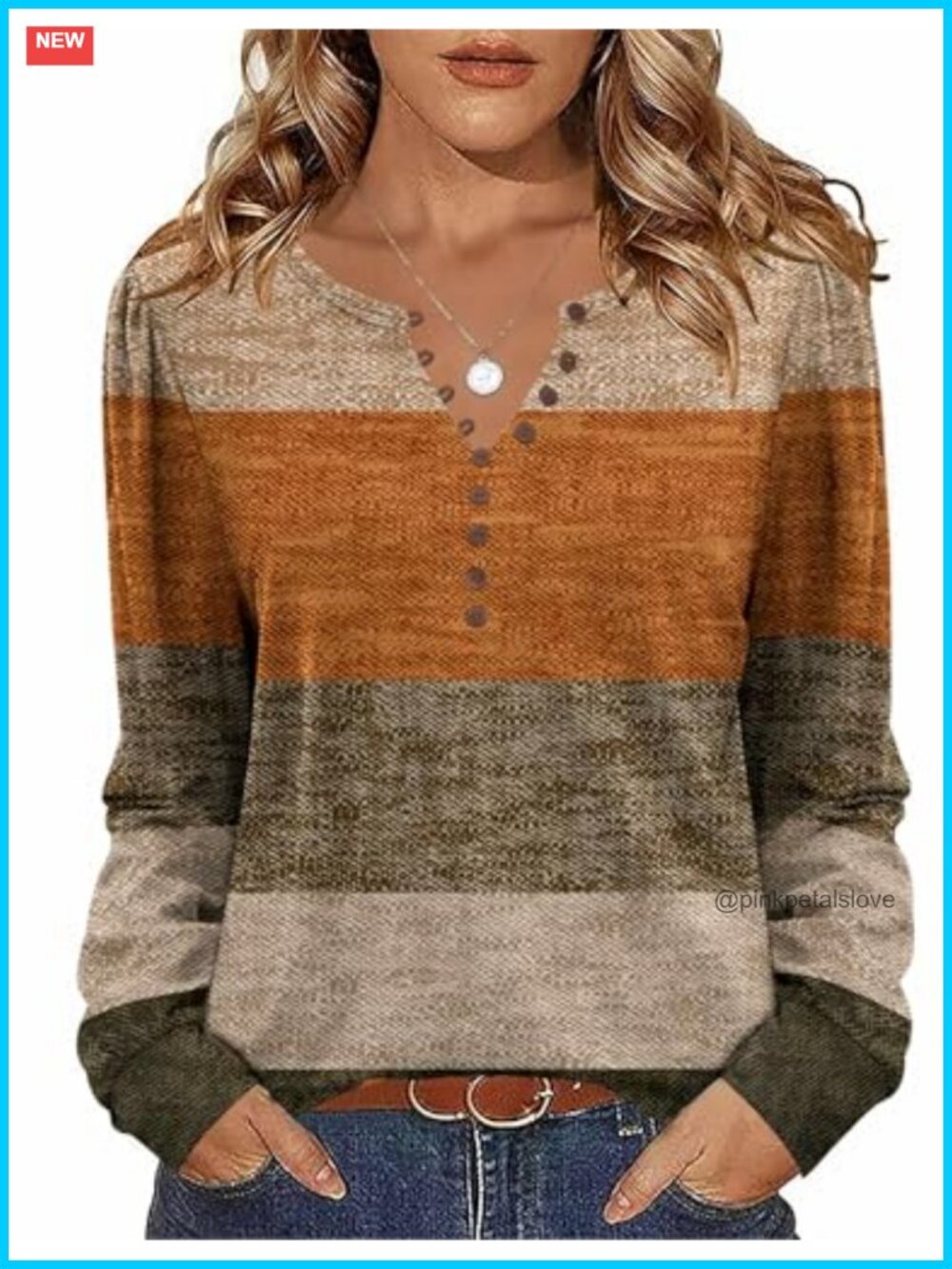 Zeagoo Women Long Sleeve V Neck Button Up Floral Tunic Top Loose Fit Blouse